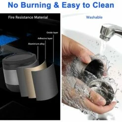 OSQI Cendrier De Voiture Avec Couvercle, Cendrier Extérieur Portable En Acier Inoxydable Sans Fumée, Cendrier à Cigarette Automatique à Lumière LED Pour Bureau à Domicile, Gris -Poubelle Boutique 65506354 4