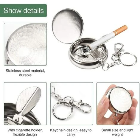 LADACèE 3Pcs Mini Cendrier,50*17MM Cendrier De Poche Cendrier Portable Véhicule Cigarette Cendrier Cendrier Portable Avec Porte-clés,pour Fumer Usage Intérieur Extérieur(Argent) 7 LADACèE 3Pcs Mini Cendrier,50*17MM Cendrier De Poche Cendrier Portable Véhicule Cigarette Cendrier Cendrier Portable Avec Porte-clés,pour Fumer Usage Intérieur Extérieur(Argent) – Image 5