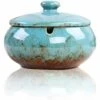 PERLE RARE Cendrier En Céramique Avec Couvercle, Cendrier Coupe-vent Intérieur Et Extérieur (bleu) -Poubelle Boutique 65797396 1