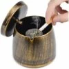 PERLE RARE Cendrier Avec Couvercle, Cendrier En Acier Inoxydable Coupe-vent Extérieur Et Intérieur 100 × 84 Mm, Cendrier à Cigarettes Pour Jardin, Bureau, Maison (Bronze) -Poubelle Boutique 65797397 1