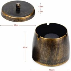 PERLE RARE Cendrier Avec Couvercle, Cendrier En Acier Inoxydable Coupe-vent Extérieur Et Intérieur 100 × 84 Mm, Cendrier à Cigarettes Pour Jardin, Bureau, Maison (Bronze) -Poubelle Boutique 65797397 4