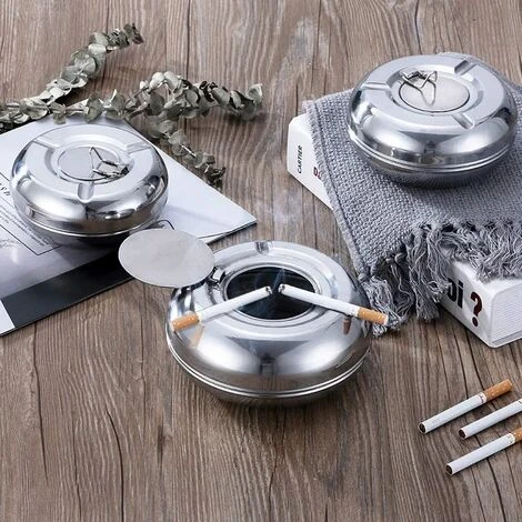 PERLE RARE Lot De 2 Cendriers Ronds Modernes En Acier Inoxydable – Avec Pare-brise – Portables, Réutilisables Pour Une Utilisation En Extérieur Ou En Intérieur. 6 PERLE RARE Lot De 2 Cendriers Ronds Modernes En Acier Inoxydable – Avec Pare-brise – Portables, Réutilisables Pour Une Utilisation En Extérieur Ou En Intérieur. – Image 4