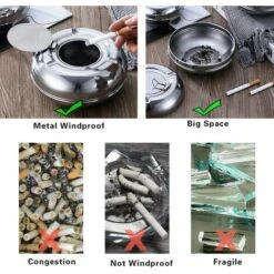 PERLE RARE Lot De 2 Cendriers Ronds Modernes En Acier Inoxydable – Avec Pare-brise – Portables, Réutilisables Pour Une Utilisation En Extérieur Ou En Intérieur. 11 PERLE RARE Lot De 2 Cendriers Ronds Modernes En Acier Inoxydable – Avec Pare-brise – Portables, Réutilisables Pour Une Utilisation En Extérieur Ou En Intérieur. -Poubelle Boutique 65797421 5