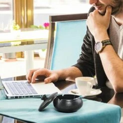 PERLE RARE Cendrier En Céramique Avec Couvercle, Cendrier Coupe-vent Intérieur Et Extérieur (noir) -Poubelle Boutique 65797466 5