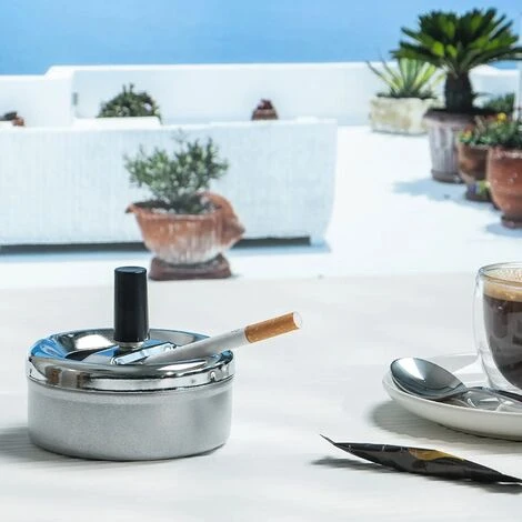 PERLE RARE 2X Cendrier Fermé Avec Fonction Pivotant - Cendrier Pivotant En Métal Pour Intérieur Et Extérieur - Ø 9,5 Cm (02 Pièces - Fonction Pivotant) 4 PERLE RARE 2X Cendrier Fermé Avec Fonction Pivotant - Cendrier Pivotant En Métal Pour Intérieur Et Extérieur - Ø 9,5 Cm (02 Pièces - Fonction Pivotant) – Image 2