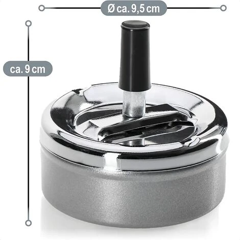 PERLE RARE 2X Cendrier Fermé Avec Fonction Pivotant - Cendrier Pivotant En Métal Pour Intérieur Et Extérieur - Ø 9,5 Cm (02 Pièces - Fonction Pivotant) 6 PERLE RARE 2X Cendrier Fermé Avec Fonction Pivotant - Cendrier Pivotant En Métal Pour Intérieur Et Extérieur - Ø 9,5 Cm (02 Pièces - Fonction Pivotant) – Image 4