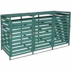 XL Cache Poubelle 3/6 Places HHG-714, Cache Poubelle, Extensible 110x65x93cm Bois Massif ~ Vert Foncé