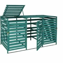 XL Cache Poubelle 3/6 Places HHG-714, Cache Poubelle, Extensible 110x65x93cm Bois Massif ~ Vert Foncé -Poubelle Boutique 65851748 3