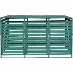 XL Cache Poubelle 3/6 Places HHG-714, Cache Poubelle, Extensible 110x65x93cm Bois Massif ~ Vert Foncé -Poubelle Boutique 65851748 4