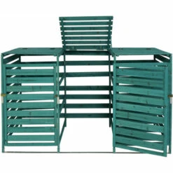 XL Cache Poubelle 3/6 Places HHG-714, Cache Poubelle, Extensible 110x65x93cm Bois Massif ~ Vert Foncé -Poubelle Boutique 65851748 5