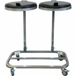 Quick-Star Support Sac Poubelle Double Galvanisé à 4 Roues 120 Litres