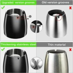 AOUGO Cendrier En Acier Inoxydable Avec Couvercle, Cendrier Extérieur Noir, Cendriers Coupe-vent Et Anti-pluie Pour Cigarettes, Cendriers En Métal Avec Couvercles à L'extérieur, Facile à Nettoyer, Porte-cendres Pour Bar De Jardin Fumeurs, M -Poubelle Boutique 65870108 3