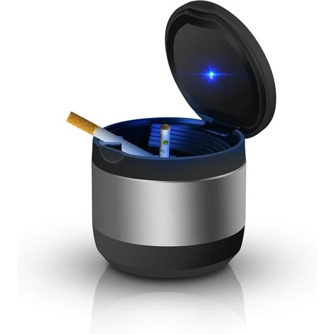 Cendrier De Voiture Avec Couvercle, Cendrier Extérieur Portable En Acier Inoxydable Sans Fumée, Cendrier De Cigarette Automatique à Lumière LED Bleue Pour Le Bureau à Domicile, Argent Noir 1 Pièce 13Treize 3 Cendrier De Voiture Avec Couvercle, Cendrier Extérieur Portable En Acier Inoxydable Sans Fumée, Cendrier De Cigarette Automatique à Lumière LED Bleue Pour Le Bureau à Domicile, Argent Noir 1 Pièce 13Treize