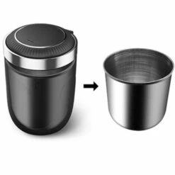 Cendrier Voiture,Cendriers De Voiture Portable En Acier Inoxydable Avec Couvercle Et Lumière LED Noir Pour Voiture Maison Bureau Et Voyage 1 Pièce 13Treize -Poubelle Boutique 66084271 3