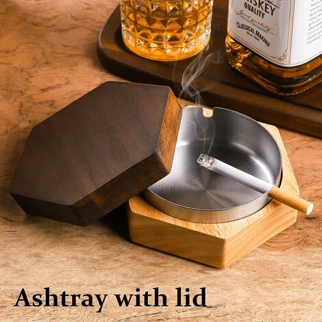 PERLE RARE Cendrier Coupe-vent Pour Mauvaises Herbes Avec Couvercle, Cendrier En Bois Avec Doublure En Acier Inoxydable Pour Une Utilisation En Extérieur Et En Intérieur, Cendrier à Fumer Pour Bureau à Domicile, Grand 4 PERLE RARE Cendrier Coupe-vent Pour Mauvaises Herbes Avec Couvercle, Cendrier En Bois Avec Doublure En Acier Inoxydable Pour Une Utilisation En Extérieur Et En Intérieur, Cendrier à Fumer Pour Bureau à Domicile, Grand – Image 2