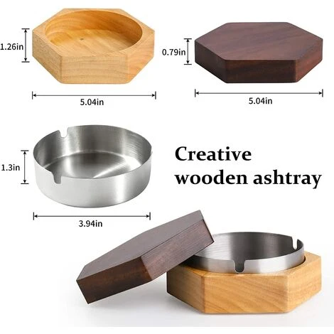 PERLE RARE Cendrier Coupe-vent Pour Mauvaises Herbes Avec Couvercle, Cendrier En Bois Avec Doublure En Acier Inoxydable Pour Une Utilisation En Extérieur Et En Intérieur, Cendrier à Fumer Pour Bureau à Domicile, Grand 7 PERLE RARE Cendrier Coupe-vent Pour Mauvaises Herbes Avec Couvercle, Cendrier En Bois Avec Doublure En Acier Inoxydable Pour Une Utilisation En Extérieur Et En Intérieur, Cendrier à Fumer Pour Bureau à Domicile, Grand – Image 5