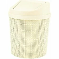 TANèTUE 1,5L Mini Poubelle, Mini Poubelle De Bureau, Avec Poubelle Et Couvercle Pivotant, Pour Chambre,Salle,Cuisine,Véhicule (Blanc)