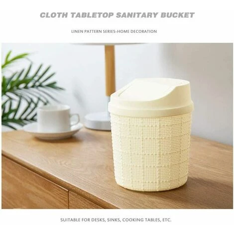TANèTUE 1,5L Mini Poubelle, Mini Poubelle De Bureau, Avec Poubelle Et Couvercle Pivotant, Pour Chambre,Salle,Cuisine,Véhicule (Blanc) 6 TANèTUE 1,5L Mini Poubelle, Mini Poubelle De Bureau, Avec Poubelle Et Couvercle Pivotant, Pour Chambre,Salle,Cuisine,Véhicule (Blanc) – Image 4