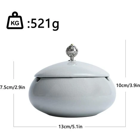 FLYME Cendrier En Céramique Avec Couvercle, Cendrier à Cigarettes, Cendrier Coupe-vent, Cendrier Extérieur, Intérieur, Balcon, Jardin, Bureau Blanc , 1pcs 4 FLYME Cendrier En Céramique Avec Couvercle, Cendrier à Cigarettes, Cendrier Coupe-vent, Cendrier Extérieur, Intérieur, Balcon, Jardin, Bureau Blanc , 1pcs – Image 2