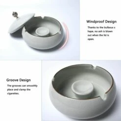 FLYME Cendrier En Céramique Avec Couvercle, Cendrier à Cigarettes, Cendrier Coupe-vent, Cendrier Extérieur, Intérieur, Balcon, Jardin, Bureau Blanc , 1pcs 9 FLYME Cendrier En Céramique Avec Couvercle, Cendrier à Cigarettes, Cendrier Coupe-vent, Cendrier Extérieur, Intérieur, Balcon, Jardin, Bureau Blanc , 1pcs -Poubelle Boutique 67806949 3