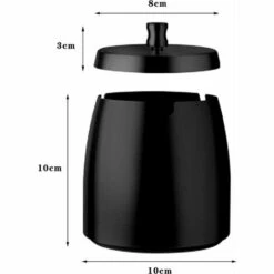 FLYME Grand Cigarettes Cendrier Coupe-vent, Cendrier Coupe-vent Avec Couvercle, Cendrier Portable Pour IntéRieur Et ExtéRieur Avec Tapis Antidérapant Pour Restaurant, Bar, Maison, Bureau, Noir (Grand) -Poubelle Boutique 67807183 2