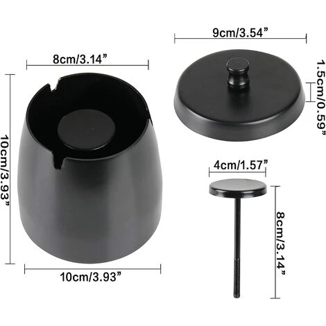 FLYME Exterieur Inoxydable, Cendrier Avec Couvercle Anti Odeur, Cendrie Avec Tapis Antidérapant Pour Interieur Exterieur Jardin Balcon Bar Bureau, Noir (grande) 4 FLYME Exterieur Inoxydable, Cendrier Avec Couvercle Anti Odeur, Cendrie Avec Tapis Antidérapant Pour Interieur Exterieur Jardin Balcon Bar Bureau, Noir (grande) – Image 2