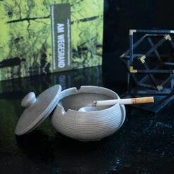 FLYME Cendrier En Céramique Avec Couvercle, Cendrier Coupe-vent Intérieur Et Extérieur -Poubelle Boutique 67809127 3