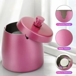 FLYME Cendrier En Acier Inoxydable Robuste Avec Couvercle - Extérieur Et Intérieur - Cendrier Tempête - Grand Cendrier Pour Les Restes De Cigarettes Dans Le Jardin, Le Bar, Le Bureau -Poubelle Boutique 67810475 3