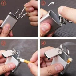 FLYME 2 Pcs Mini Cendrier Portable, Cendrier Portable Avec Porte-clés, Mini Cendrier à Cigarettes En Métal, Pour Fumeurs De Protection De L'environnement Extérieur (Noir, Silver) -Poubelle Boutique 67810766 4