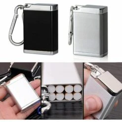 FLYME 2 Pcs Mini Cendrier Portable, Cendrier Portable Avec Porte-clés, Mini Cendrier à Cigarettes En Métal, Pour Fumeurs De Protection De L'environnement Extérieur (Noir, Silver) -Poubelle Boutique 67810766 5