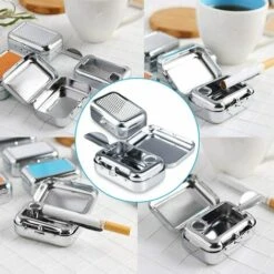 FLYME Cendrier De Poche Anti Odeur, Cendrier Portable, Cendrier Voiture,Mini Acier Inoxydable Cendrier,Mini Cendrier Pour L'usage Extérieur, Cendrier De Cigarette Avec Couvercle Clé Chaîne (Violet) -Poubelle Boutique 67811010 5