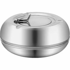 FLYME Cendrier Rond Moderne En Acier Inoxydable - Avec Couvercle De Protection Contre Le Vent - Portable, Réutilisable, Pour Une Utilisation En Extérieur Ou En Intérieur