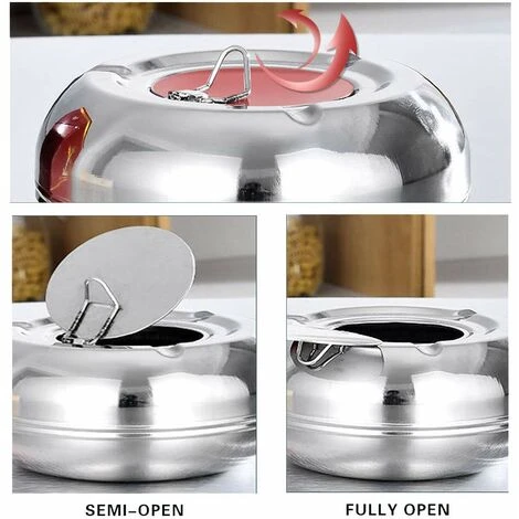 FLYME Cendrier Rond Moderne En Acier Inoxydable - Avec Couvercle De Protection Contre Le Vent - Portable, Réutilisable, Pour Une Utilisation En Extérieur Ou En Intérieur 5 FLYME Cendrier Rond Moderne En Acier Inoxydable - Avec Couvercle De Protection Contre Le Vent - Portable, Réutilisable, Pour Une Utilisation En Extérieur Ou En Intérieur – Image 3