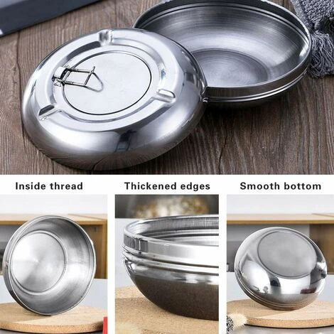 FLYME Cendrier Rond Moderne En Acier Inoxydable - Avec Couvercle De Protection Contre Le Vent - Portable, Réutilisable, Pour Une Utilisation En Extérieur Ou En Intérieur 6 FLYME Cendrier Rond Moderne En Acier Inoxydable - Avec Couvercle De Protection Contre Le Vent - Portable, Réutilisable, Pour Une Utilisation En Extérieur Ou En Intérieur – Image 4