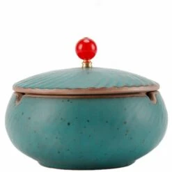 FLYME Cendrier Exterieur Avec Couvercle, Cendrier à Cigare En Céramique Fermé Conception Anti Odeur Marocain Style Pour Deco Exterieur Jardin Terrasse