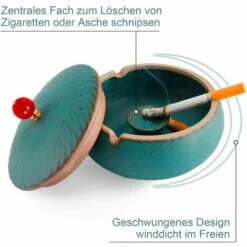 FLYME Cendrier Exterieur Avec Couvercle, Cendrier à Cigare En Céramique Fermé Conception Anti Odeur Marocain Style Pour Deco Exterieur Jardin Terrasse 11 FLYME Cendrier Exterieur Avec Couvercle, Cendrier à Cigare En Céramique Fermé Conception Anti Odeur Marocain Style Pour Deco Exterieur Jardin Terrasse -Poubelle Boutique 67812752 5