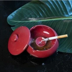 FLYME Cendrier En Céramique Avec Couvercle, Cendrier Coupe-vent Pour Cigarette Intérieure Ou Extérieure (rouge) -Poubelle Boutique 67812842 3