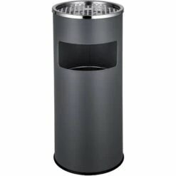 TECTAKE Cendrier Extèrieur Intèrieur Sur Pied Poubelle 12 L En Acier Gris Foncé