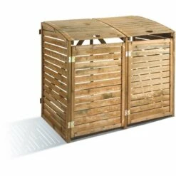 JARDIPOLYS Cache Poubelle Double | 150 X 91 Cm - Bois